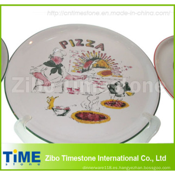 Placa de pizza de porcelana con calcomanía (TM0506)